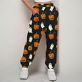 thumbnail image 6 of IVEYRTF Children's Halloween Print Cargo Pants Joggers Fall Winter Elastic Waistband Multiple Pockets Fleece-Lined Thickened Casual Sports Trousers for Kids 3-14 Years(Orange,9-10 Years), 6 of 7