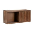 thumbnail image 5 of Kate and Laurel Furrow Modern Wooden Sliding Ribbed Door Wall Cabinet, 30 x 10 x 14, Black, Decorative Storage Cabinet with Sliding Door for Use as Floating Nightstand or Floating TV Shelf, 5 of 11