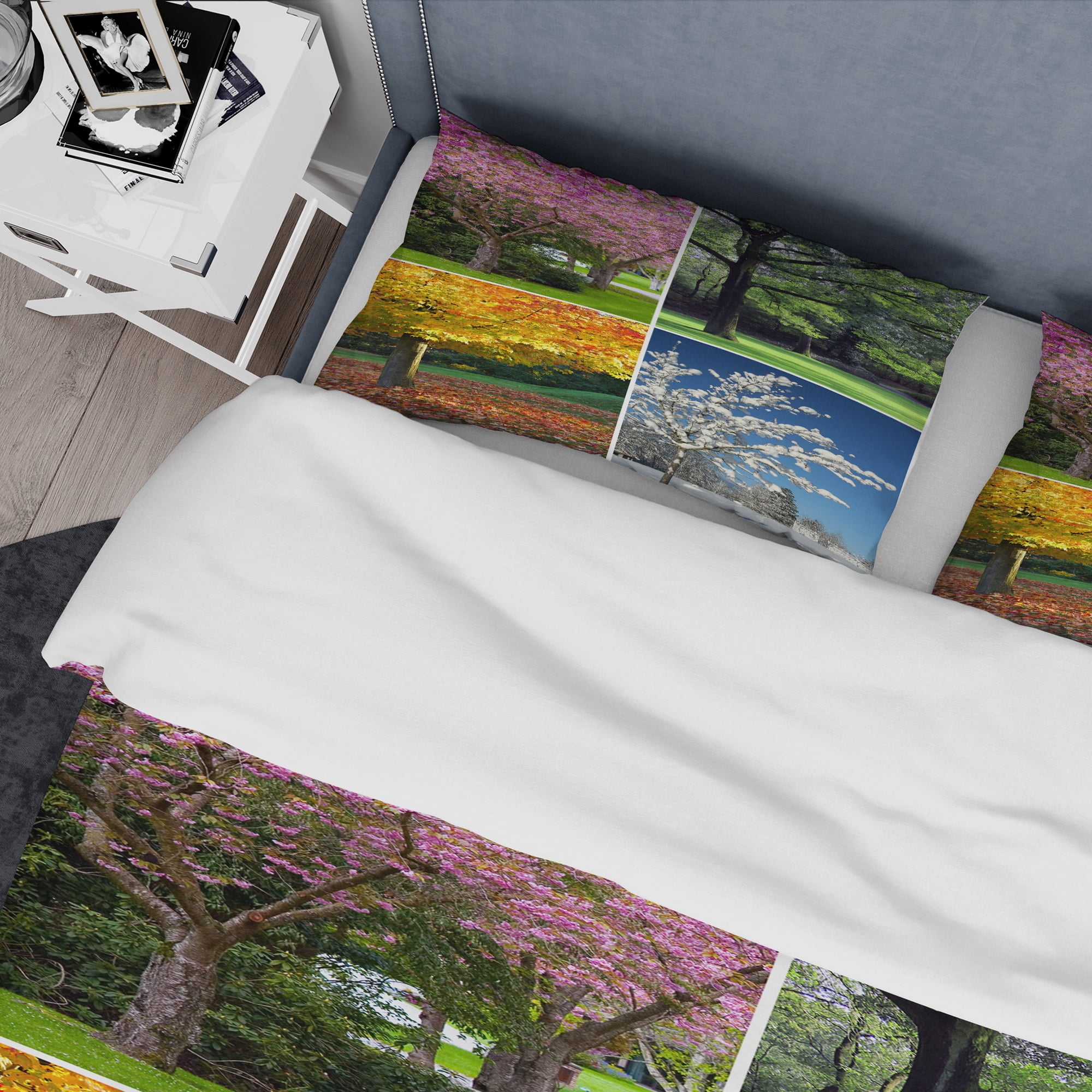 Designart 'Four Seasons Trees Collage' Traditional Duvet Cover Set