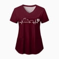 thumbnail image 1 of NIEWTR V Neck Pattern Print Scrub Tops Women Comfortable Durable Medical Uniform Blouses with 2-Pockets(Wine,S), 1 of 4