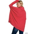 thumbnail image 3 of Zenana Women's Casual Brushed Melange Cowl Neck Irregular Hem Oversized Batwing Long Sleeve Poncho Light Sweater, 3 of 5