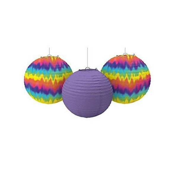 Various Tie-Dye Bubble Paper Lanterns, 2", 3 Count