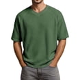 thumbnail image 4 of Chemises pour Hommes à Manches Courtes, Col Ras du Cou, T-Shirts Basiques Vert Armée, Vêtements pour Hommes, 4 of 4