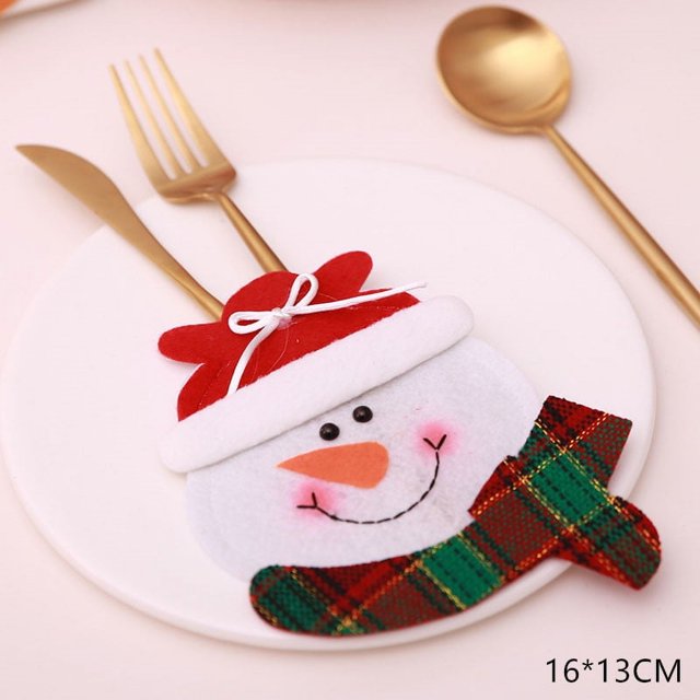 Tableware Fork Knife Holder Bag Navidad 2021 Noel Christmas Decorations for Home Dinner Table Decor New Year 2022 Christmas Gift