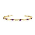 thumbnail image 1 of 14K Yellow Gold Oval Amethyst and Diamond Link Bracelet, 1 of 3