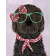 thumbnail image 2 of Fab Funky 15x18 Gold Ornate Wood Framed with Double Matting Museum Art Print Titled - Cockerpoo, Black, with Glasses and Scarf, 2 of 4