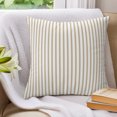 thumbnail image 3 of Pillow Covers 18x18 Set of 2, Thin Beige Striped Throw Pillow Covers Decorative Couch Cushion Cover, Farmhouse Modern Stripes Microfiber Soft Square Pillowcases for Bedroom Living Room Sofa, 3 of 9
