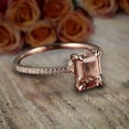 thumbnail image 4 of Limited Time Sale: 1.25 Carat Emerald Cut Real Morganite and Man made diamond moissanite Engagement Ring Sterling Silver with 18k Gold Plating, 4 of 5
