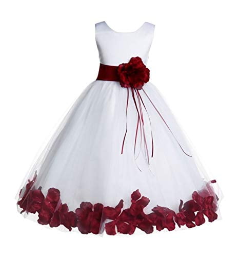 US Seller New White/Red Wedding Holiday Party Butterfly Petals Flower Girl Dress 