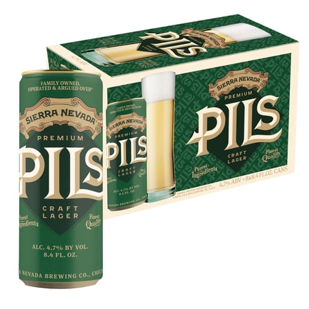 Sierra Nevada PILS Premium Lager Craft Beer, 8 pack, 8.4 fl oz Aluminum Cans, 4.7% ABV