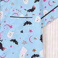 thumbnail image 5 of SIYUDAN Toddler Halloween Pajamas Kids Ghost Pumpkin Print Satin Pajamas for Girls Short Sleeve Button Down Nightwear with Shorts Set 4-5 Years Pajamas Girls, 5 of 7