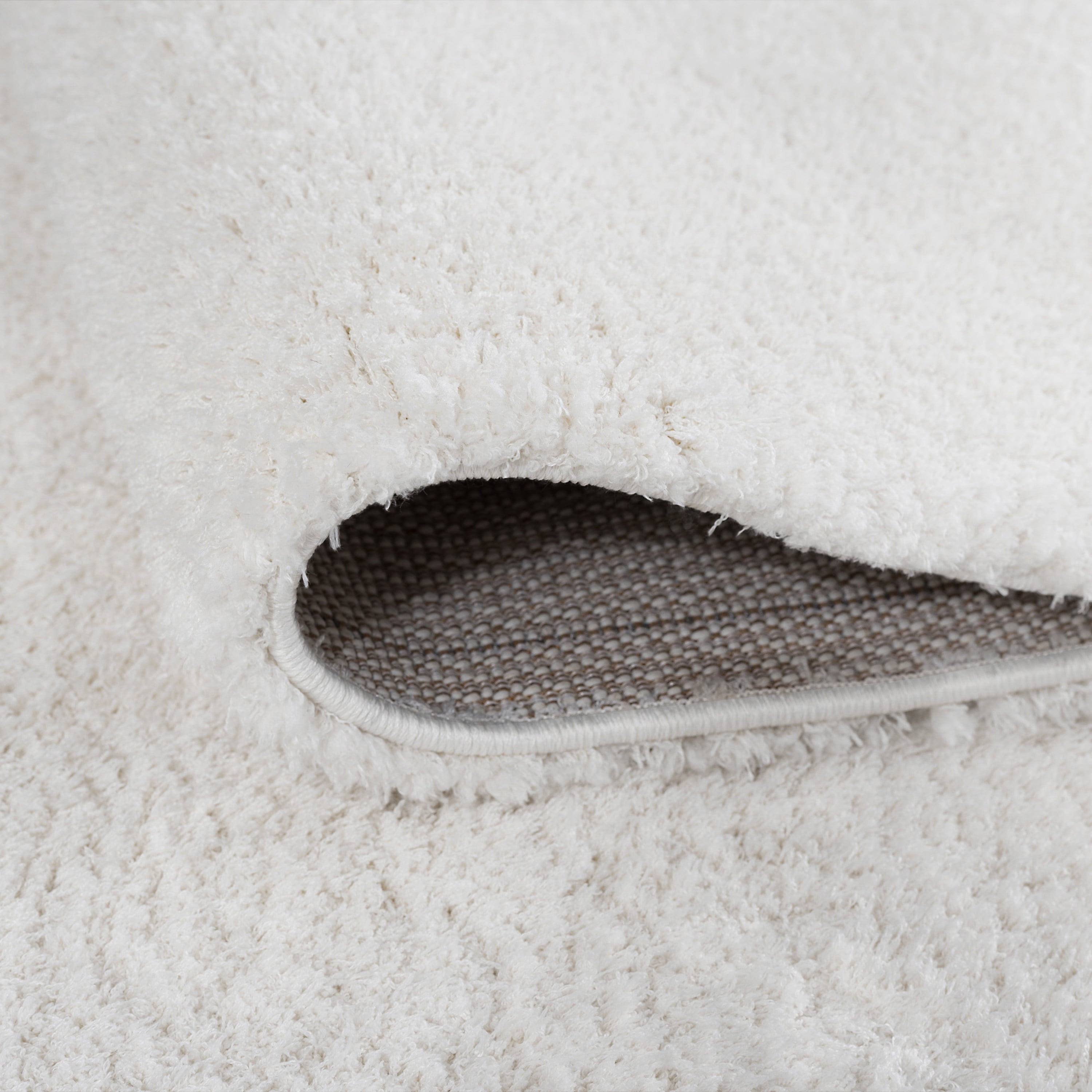 Shag 3x8 Area Rug Thick (2'7'' x 7'3'') Solid Cream Indoor Runner Easy to Clean