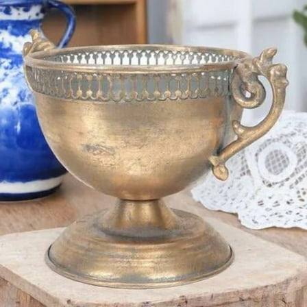 Topbathy Elegant Iron Metal Vase Decorative Floral Planter for Home Decor