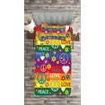 thumbnail image 3 of Ambesonne Hippie Quilted Bedspread Set 2 Pcs, Heart Peace, Twin Size, Multicolor, 3 of 3