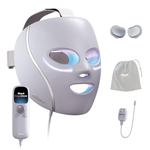 Shark CryoGlow  FW312LAAPL - Mascarilla LED (elegible para FSA/HSA*) con refrigeración debajo de los ojos, antienvejecimiento y reparación de manchas, LED rojo y azul, terapia de luz infrarroja,