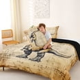 thumbnail image 4 of Homewish Rustic Sketch Dino Full Size Comforter Sets,Jungle Wildlife Bedding Comforter Set,Brown,Black Reversible,3-Piece,1 Comforter and 2 Pillowcases, 4 of 7