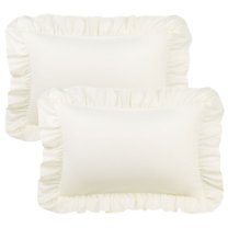 Unique Bargains Microfiber Ruffle Envelope Closure Pillowcases 2 Pcs Cream King