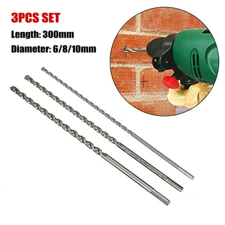 

3pcs 300mm Long Masonry Concrete Impact Drill Bit Triangle Shank 6 8 10mm Drill