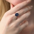 thumbnail image 5 of Gem Stone King 18K Rose Gold Plated Silver Blue Sapphire Ring for Women (4.50 Cttw, Gemstone September Birthstone, Oval 12X10MM, Available in Size 5,6,7,8,9), 5 of 5