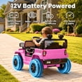 thumbnail image 6 of Jeep 12V Ride on Car with Remote Control/Bluetooth, Jeep Wrangler Rubicon Battery Powered Ride on Truck Toy w/Dual Wheel Suspension, Electric Car for Kids Toddler, Pink, 6 of 8