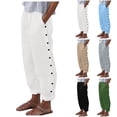 thumbnail image 2 of XINPING Summer Pants for Women 2026 Printed Comfy Side Button Pants Baggy Elastic Waist Straight Leg Trousers with Pocket XXL, 2 of 7