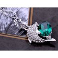 thumbnail image 2 of Crystal Element Fashion Oval Stone Jumping Dolphin Pendant Necklace, 2 of 4