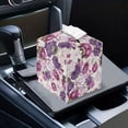 thumbnail image 7 of Psesaysky PU Leather Tissue Box Cover Square with Purple Rose Flower, Waterproof Decorative Tissue Box Holder for Bathroom, Office, Desk, Car, 5.1"X5.1"X5.5", 7 of 7