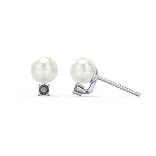Boucles d'Oreilles Clous en Perles d'Eau Douce avec Pierre de Naissance
