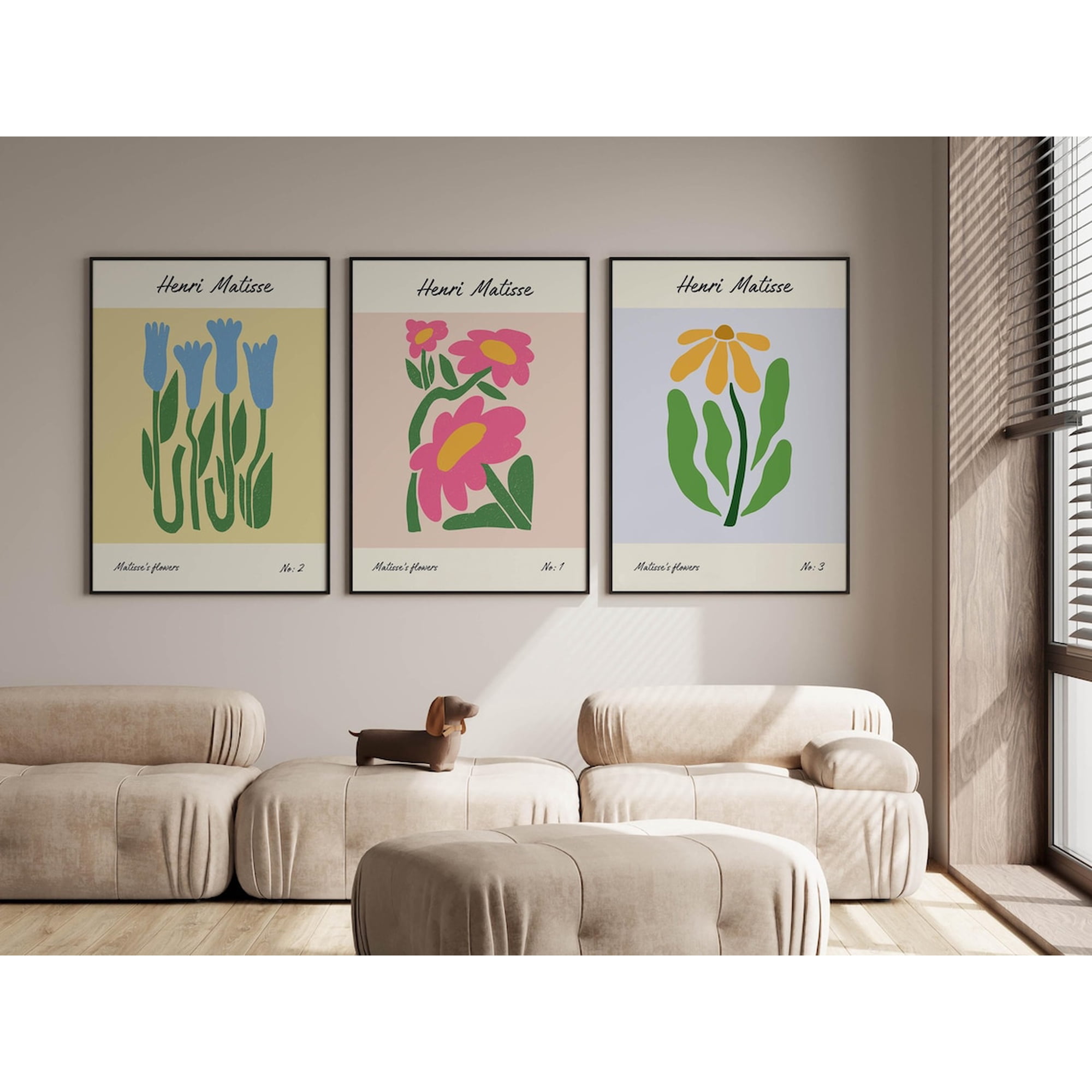 Set Of 3 Floral Inspired Wall Art Prints Living Room Gallery Wall And Home Decor