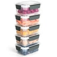 thumbnail image 1 of Contenedores de almacenamiento de alimentos YORY de plástico de 3 tazas con tapas, paquete de 5, 1 of 7