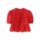 thumbnail image 4 of HH TRAF Blusa corta informal con lazo y mangas cortas abullonadas para mujer, moda femenina, camiseta de primavera, 4 of 5