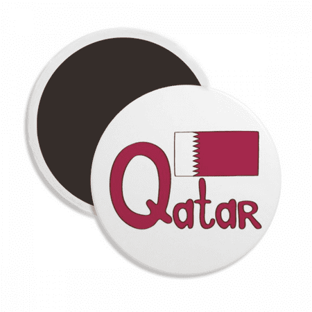 

Qatar National Flag Purple Pattern Round Ceracs Fridge Magnet Keepsake Decoration