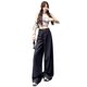 thumbnail image 5 of Pantalones vaqueros de pierna ancha holgados americanos tianjinghao color azul oscuro para mujer pantalones de pierna recta informales Verano 2024, 5 of 5