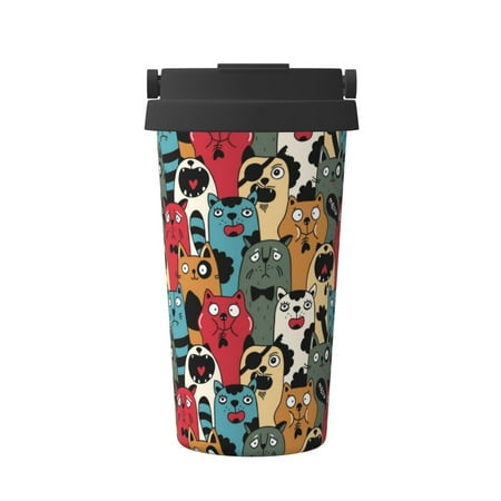 

Matuu Different Cats 1 for Insulated Coffee Mug Reusable Travel Coffee Cup Spill Proof 16oz Stainless Steel Coffee Cups for Hot/Ice Coffee Tea