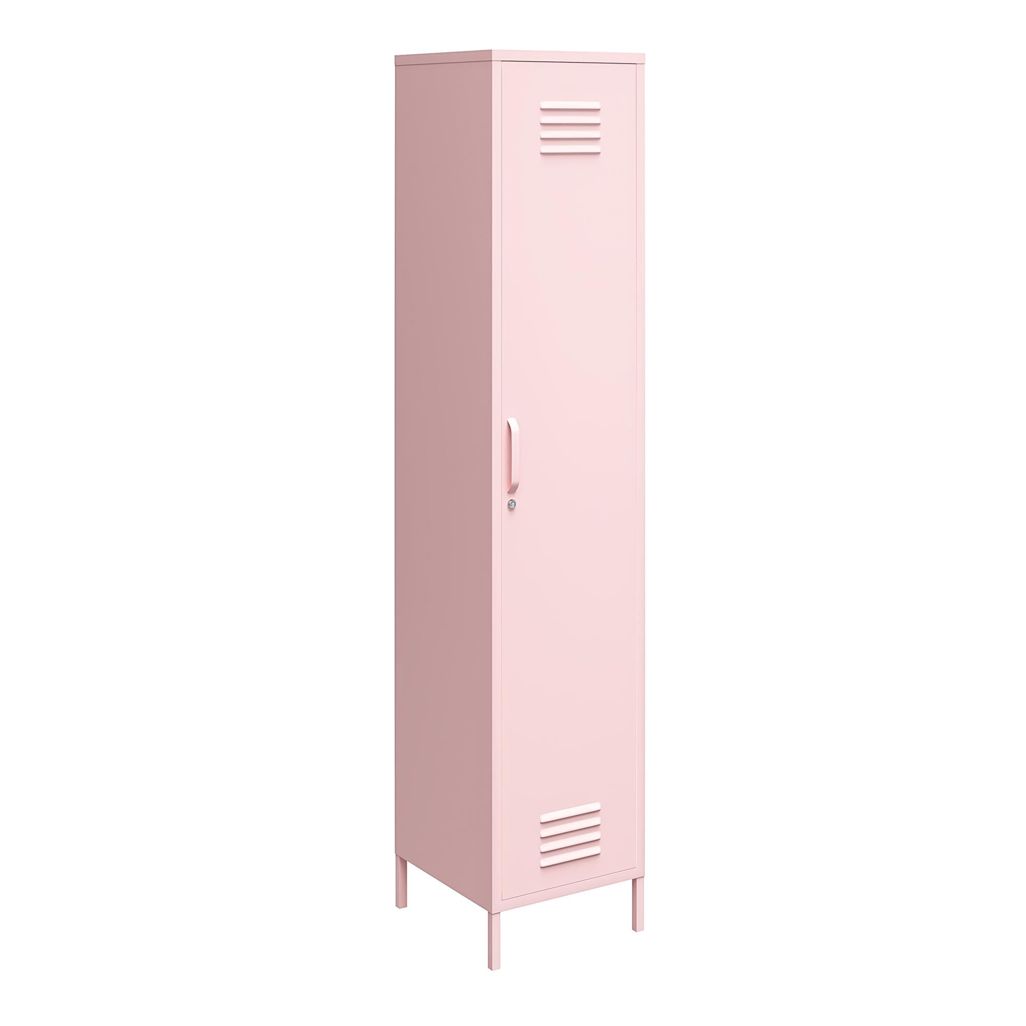 Novogratz Cache 1-Door Tall Single Metal Locker Style Storage Cabinet, Bashful Pink