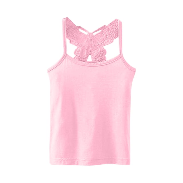 Gibobby Playera Moda Camiseta sin mangas de baile para niños pequeños y niñas (Rosa, 8-9 Años)
