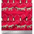 thumbnail image 1 of Soimoi Red Cotton Jersey Fabric Penguin & Stripe Animal Printed Fabric 1 Yard 58 Inch Wide, 1 of 1