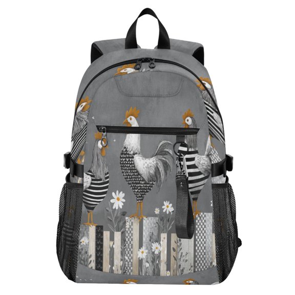 Full‑Print Casual Laptop Backpack, 20L Water‑Resistant Twill Tote Daypack with 14 Inch Computer Compartment for School Business Travel The Grey Chickens