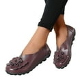 thumbnail image 3 of Oyedens Womens Slip on Loafers Comfortable Walking Shoes Bohemia Flower Casual Leather Ballet Flats, 3 of 7