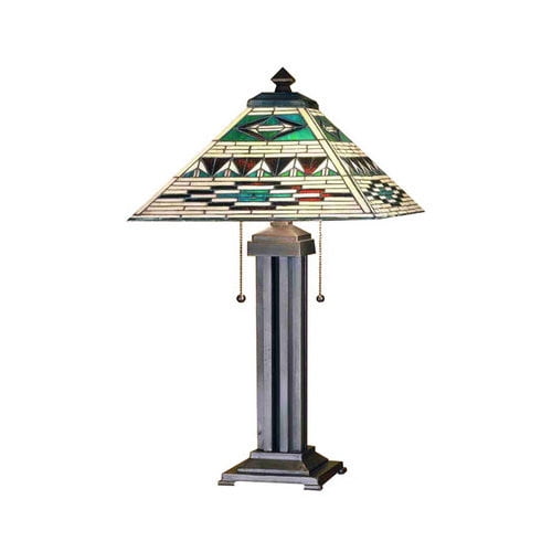 Meyda Tiffany 47598 Two Light Table Lamp, 24" Height, Bronze/Dark
