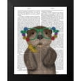 thumbnail image 2 of Fab Funky 12x14 Black Modern Framed Museum Art Print Titled - Otter and Flower Glasses, 2 of 5