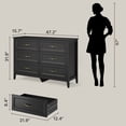 thumbnail image 4 of 5 Pieces Bedroom Furniture Set, Includes Queen Size Bed Frame with Headboard, 2 Wooden Cutout Handle Dressers,Nightstand Set of 2 for Bedroom, Black, 4 of 22