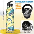 thumbnail image 2 of Shark Car Palm Pattern Sport Water Bottle for Kids Insulated with Straw for School Outdoor Daily Use, 2 of 6