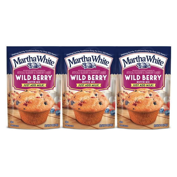 Martha White Wild Berry Flavored Muffin Mix, 7 oz - Palatize Pack of 3
