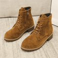 thumbnail image 4 of Willtoo Womens Ankle Boots Round Toe Lace‑Up Combat Booties with Side Zipper Low Block Heel Casual Short Boots for Daily Wear, 4 of 5