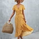 thumbnail image 4 of Vestido Cruzado Con Estampado Floral Vestido Cruzado Con Cuello En V Estampado Floral Vestido Largo Floral Para Mujer Vestido Cruzado Floral Vestido Cruzado Floral Para Mujer ANGGREK Amarillo XL, 4 of 6