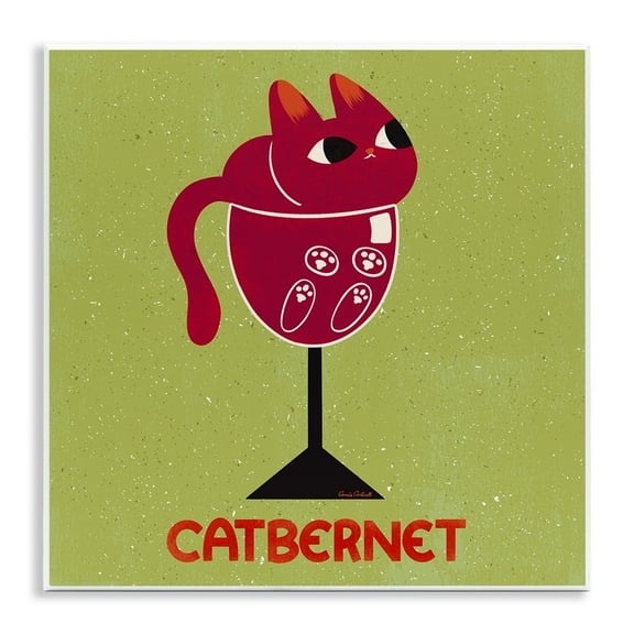 Stupell Industries Catbernet Cat Wine Animals Painting Unframed Art Print Wall Art, 12 x 12