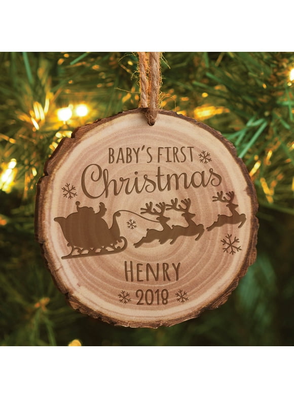 Personalized Baby's First Christmas Ornament - Bark