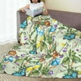 thumbnail image 6 of Honeii Meadow Plants And Butterflies Print Fleece Blanket - Throw Blanket for Bed, Sofa, Couch, Camping, and Travel , Microplush Ultra Soft Warm Blanket-60"x50", 6 of 7