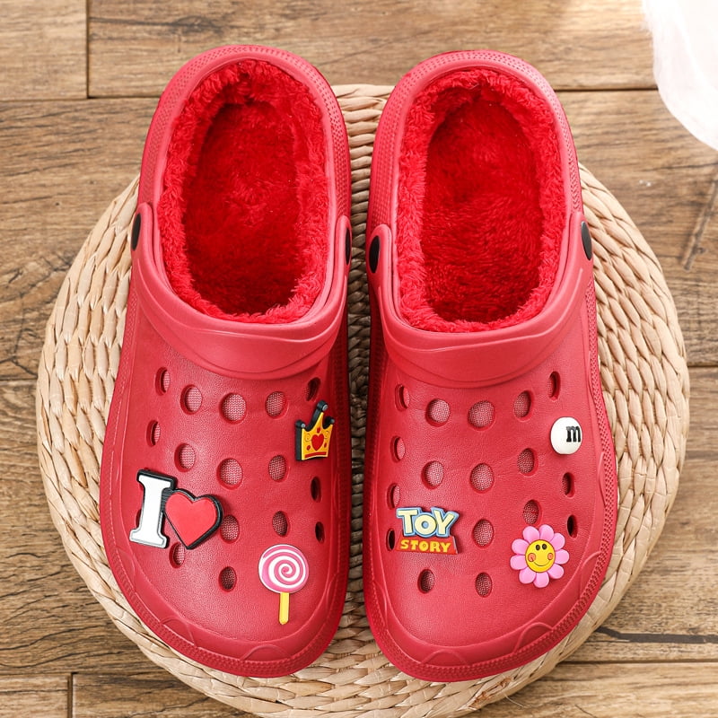 accent scarp elev Unisex Classic Lined Clogs | Plush Slippers Red (with Shoe Flower) 38 -  Walmart.com
